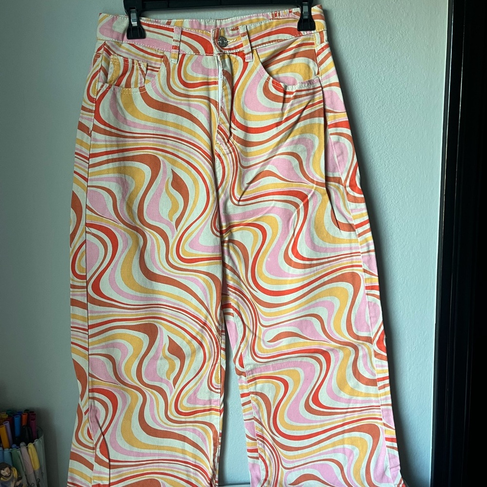 Urban Outfitters Multicolor Swirl Straight Leg Jeans